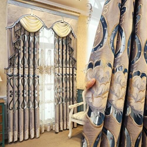 2021 European-style Double-layer Luxury Flannel Curtains Finished Custom Blackout Curtains for Living Dining Room Bedroom