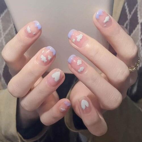 24Pcs False Nail with glue Butterfly Nail Patch Ballerina Multiple Styles Wear Nails Full Cover Manicure Patch for Nail Decor