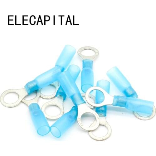 50pcs RV2-8 Blue Ring Insulated Wire Connector Crimp Terminal Cable Connector waterproof Thermal shrinkable terminal
