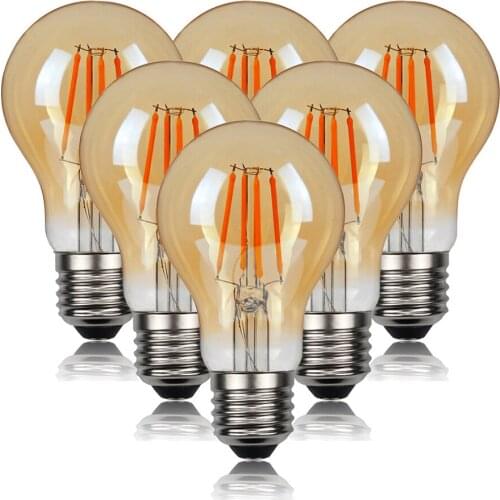 6pcs LED Filament Light Retro Edison Bulb Lamp 220-240V 4/6/8W Antique Vintage Glass Screw Light Bulb Candle Light Bulb