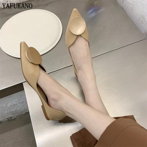 Fashion Pointed Toe Women Ballet Shoes Simple Comfort Ladies Shallow Buckle Brand Flat Shoes Slip On Loafers Work Single Shoes