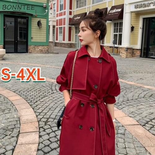 Basic Jackets Women Design S-4XL Oversize Spring Outwear Loose Double Breasted Lace Up Popular Hepburn Style All-match Elegant