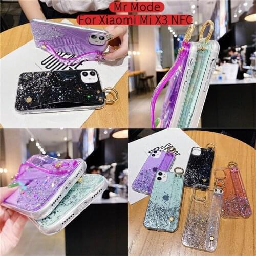 Glitter Wristband Protective Soft Shell Phone Case Back Cover Coque For XiaoMi X3 NFC For Redmi Note 9 9s 8 8t 7 10X 5G Lite Pro