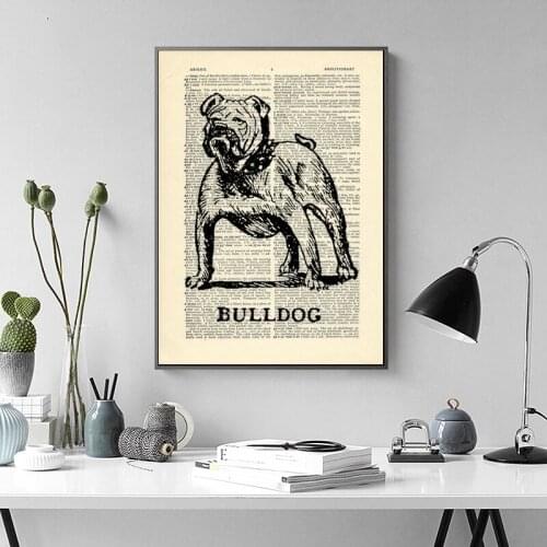 Bulldog Dictionary Art Abstract Colorful Wall Art Paint Wall Decor Canvas Prints Canvas Art Poster Oil Paintings No Frame