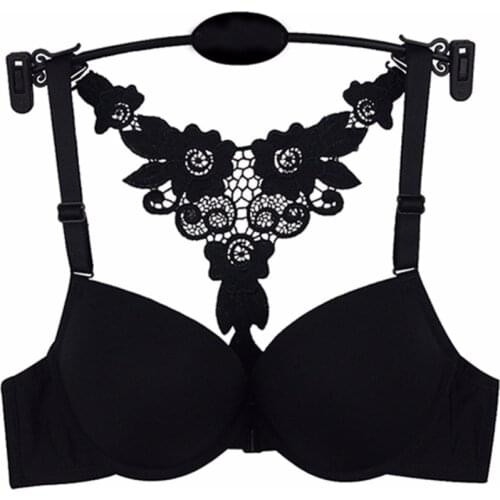 Women Sexy Front Closure Lace Bras Racer Back Push Up Seamless Bra Intimates 32 34 36 Full B Cups