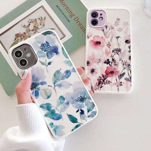 Gimfun Watercolor Floral Phone Case for iPhone 11 12 Mini Pro Max XS Max X XR 7 8 Plus Candy Soft Shell Tpu Shockproof Cover