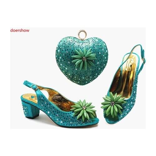 Doershow good Shoes with Matching Bags for Wedding Women Shoes and Bag to Match for Party Nigerian Shoes and Bag Set! HTB1-15