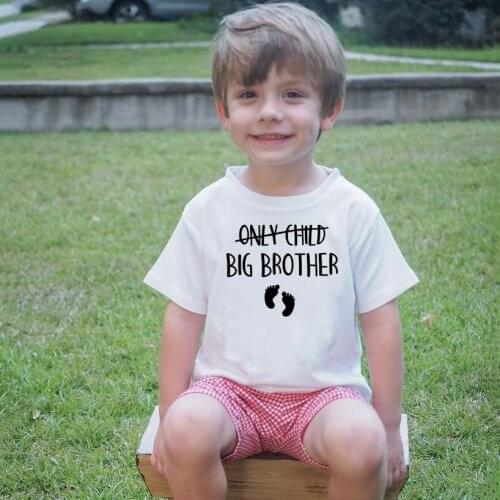 Only Child Big Brother Kids Announcement Mommy To Be Pregnancy Tshirt Boys Funny T-shirt Children Casual Short Sleeve Tees Tops