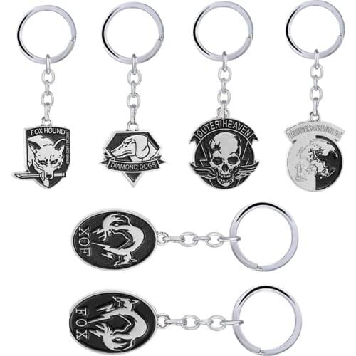 Game Metal Gear Solid 5 Keychain Fox Hound Outer Heaven llaveros Pendant Keyring Car Key Chain Skull Animal Souvenir Gift Men