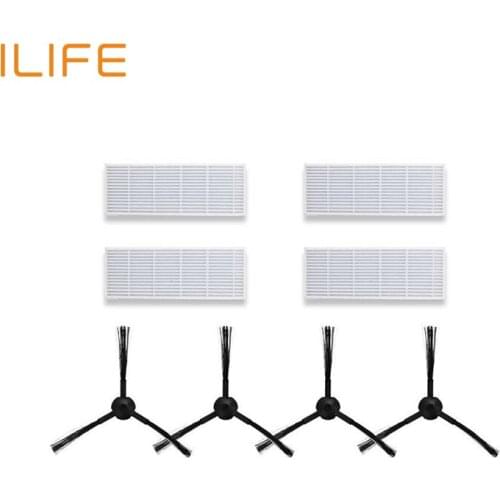 ILIFE A8 Robotic Vacuum Cleaner Filter*4+ Side Brush*2 pair Replacement Kits for ILIFE A8