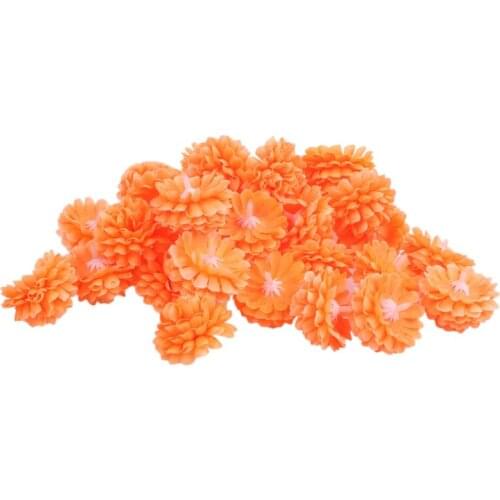 HOT-30pcs Daisy Artificial Fake flower Silk Spherical Heads Bulk Wedding Party Decor,Orange