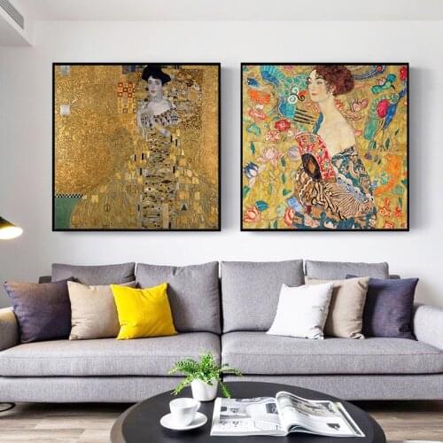 Portrait of Adele Bloch Bauer I By Gustav Klimt Canvas Painting Posters and Prints Cuadros Wall Art Picture for Living Room Wall