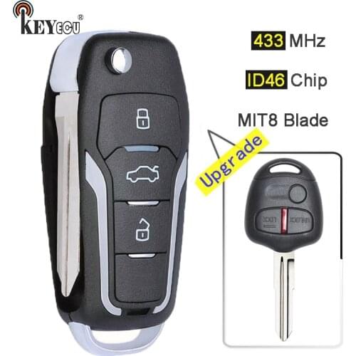 KEYECU 433MHz ID46 G8D571MA Upgraded Flip 3 Button Remote Key Fob for Mitsubishi Pajero NS NT Series / Triton ML MN Series MIT8
