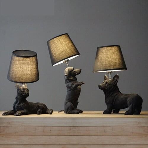 Creative Animals LED Table light Bedroom bedside lamp Living room Resin Dogs Table Lamps abajur para Home Deco lighting fixtures