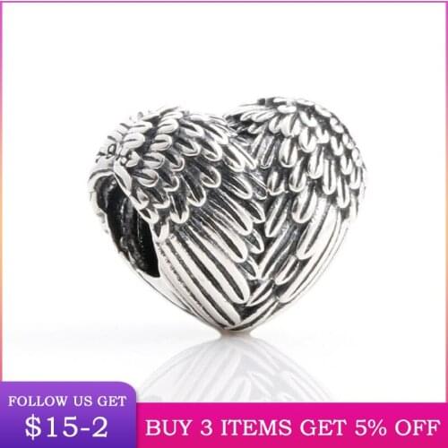 LByzHan Genuine 925Silver Angel Wings Wings Charm Charm for Original Bracelets DIY Womens Jewelry CMC527