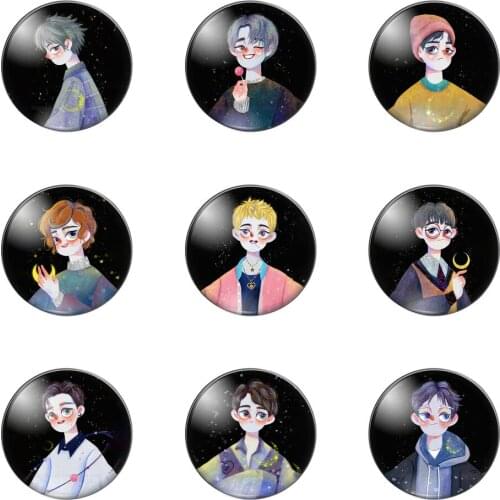 Cartoon Fashion Comics Boy Illustrations Round Glass Cabochon 12mm 16mm 18mm 20mm 25mm Diy Keychain Earrings Jewelry Findings