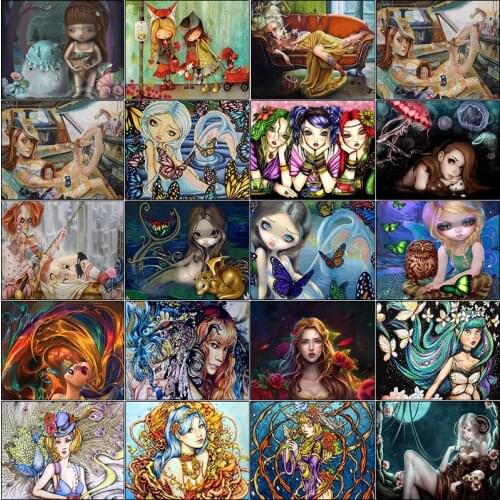 Dirll drawing cuadros full square 5d diamond painting kit Cartoon girl butterfly bird landscape complet embroidery Cross stitch