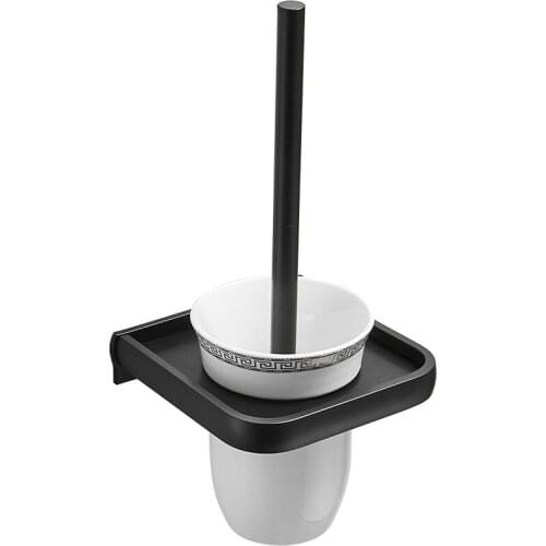 Black non perforated space aluminum toilet brush set Toilet cup rack Toilet Pendant Bathroom pendant Toilet brush holder