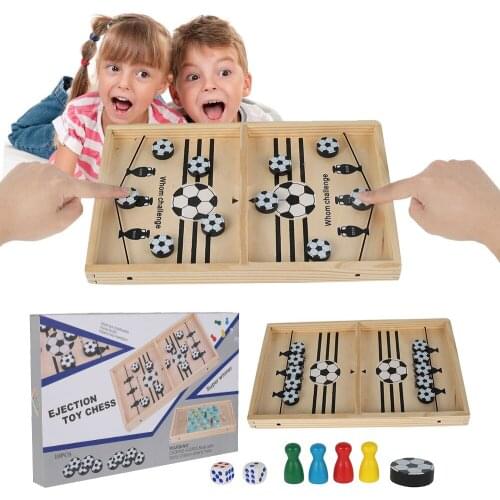 Table Hockey Game Wooden Fast Sling Puck Game Catapult Chess Parent-child Interactive Toy SlingPuck Winner Party Game Toys