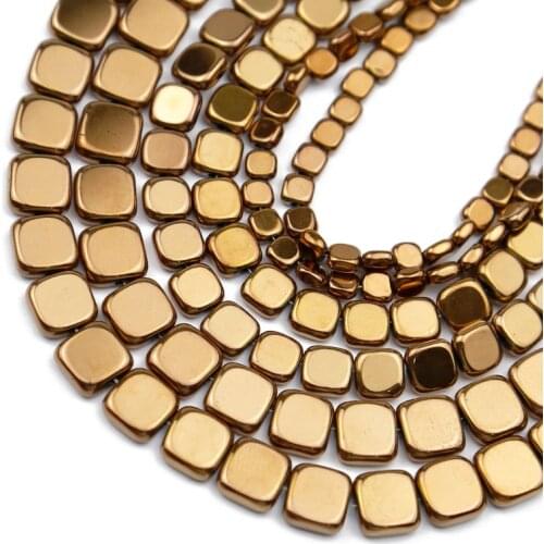Natural Copper Hematite Stone 4/6/8mm Flat Square Spacers Loose Beads For Jewelry Making Diy Handmade Bracelets Accessories