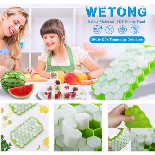 New Honeycomb Ice Cube Trays with Removable Lids Silica Gel Ice Cube Tray Mold Food Grade Molds for Whiskey Cocktail BPA Free