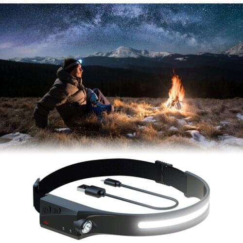 New Mini Rechargeable LED Headlamp Body Motion Sensor Headlight Camping Flashlight Head Light Torch Lamp With USB