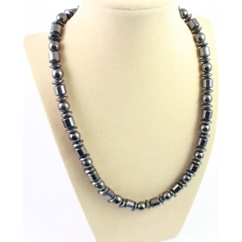 Magnetic Hematite Energy Power Necklace with Round Flat Beads Handmade for Men and Women Healing Jewelry