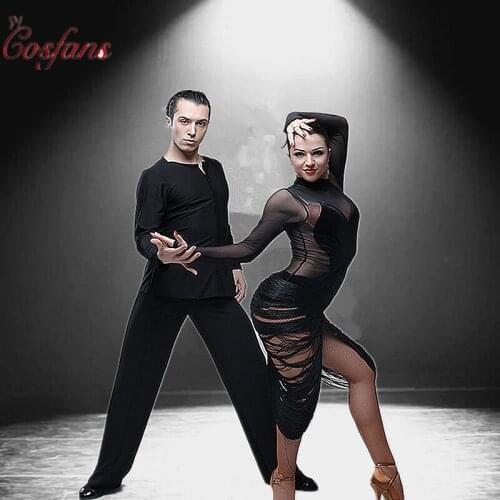 Latin dresses for dancing Womens latin dance dress long sleeve professional tassel dance costumes for pole dance clothing