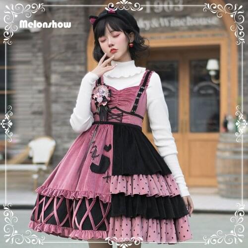 Melonshow Sweet Lolita Dress Plus Size Kawaii Clothes Victorian Dress Women Black Winter Coat Gothic Lolita Cute Dress Girls