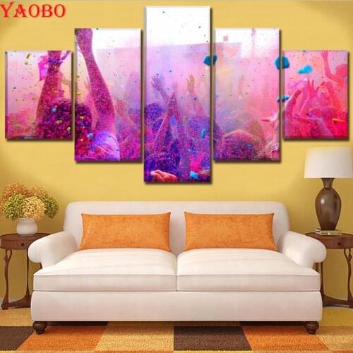 Full Square 5D DIY Diamond Painting Diamond Embroidery 5 Pcs Holiday Cheers Holi Colors People Abstract Artistic Mosaic Painting