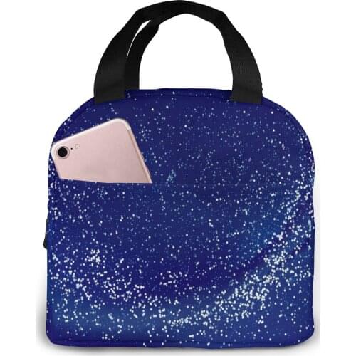 Portable Lunch Bag Sky Map With Stars Thermal Insulated Lunch Box Tote Cooler Bag Bento Pouch Lunch Container Food Storage Bag