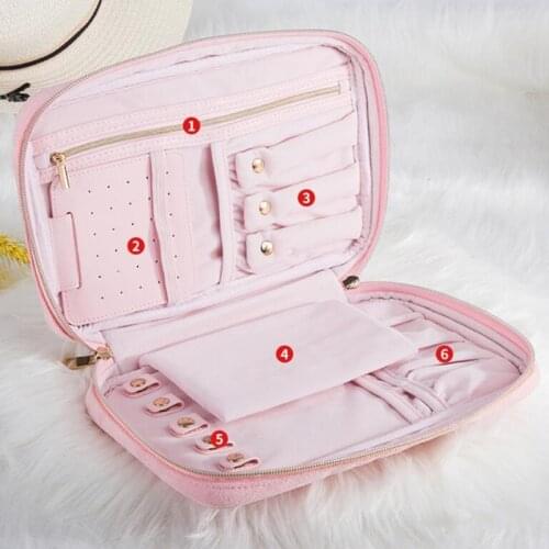 Portable Travel Jewelry Box Necklace Earrings Rings Bracelet Organizer Display Carrying Case Zipper Storage Bag