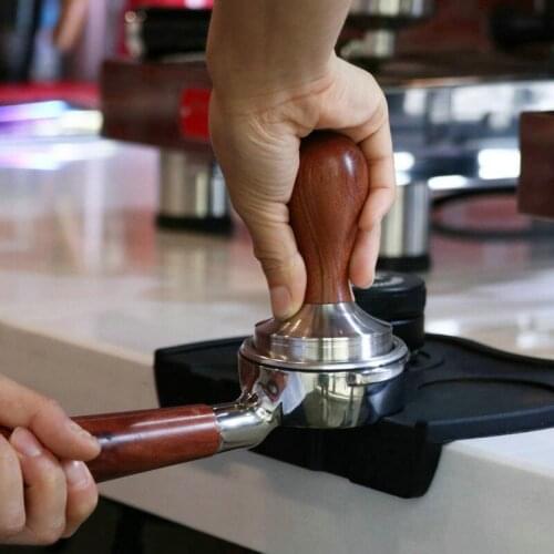Powder Press Coffee Machine Powder Press Hammer Stainless Steel Coffee Powder Presser Wooden Handle Thread Flat Bottom