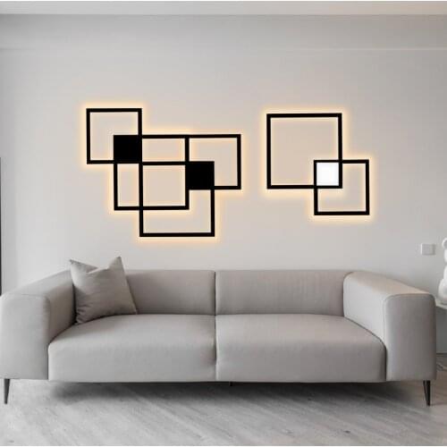 Nordic Simple Wall Light black white square DIY combine LED Wall Lamp Bedroom Bedside Luminaire Modern Living Room decor Fixture