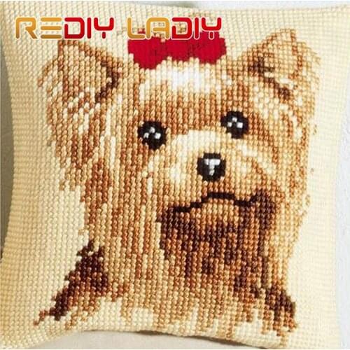 DIY Cross Stitch Cushion Cover Teckel Puppy Dog Chunky Cross-Stitch Kits 100% Acrylic Yarn Pillow Case Home Decor Hobby & Crafts