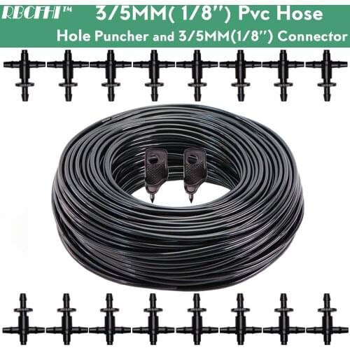 5-140M 3/5mm PVC Hose Gardening Watering Irrigation Pipe 1/8'' 2-way Tubing Kit Bonsai Plant Flower Dripper Arrow Sprinkler Tube