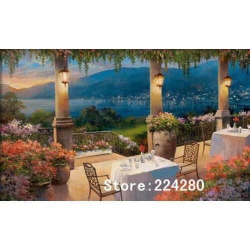 Mediterranean scenery Needlework,Cross stitch Handmade 14CT Unprinted Canvas DIY,Cross-stitch kits,Embroidery Art Home