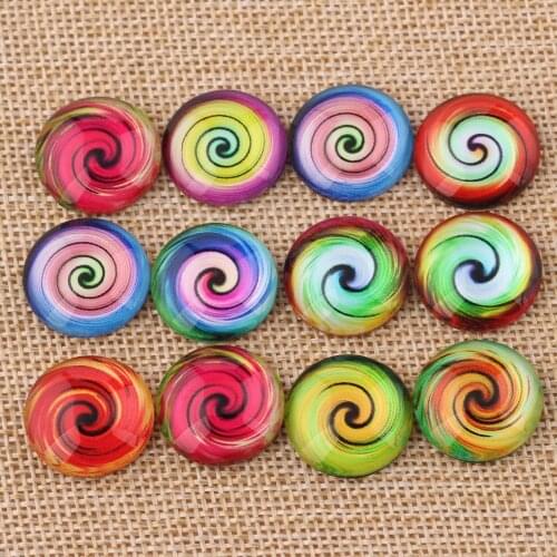 Onwear handmade mix round dome color swirl image glass cabochon 18mm 12mm 10mm 25mm diy earrings pendant making findings