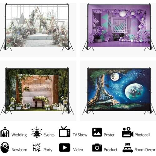 Fantasy Flower Butterfly Starry Night Backdrop Photography Studio Photo Kids Birthday Party Room Decoration Custom Vinyl Picture
