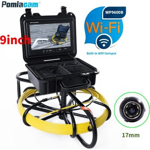 All-in-One IP68 9" WI-FI Sewer Camera 100ft/30m, Sewer Inspection Camera 9 inch LCD Monitor Sewer Drain Camera for Plumber