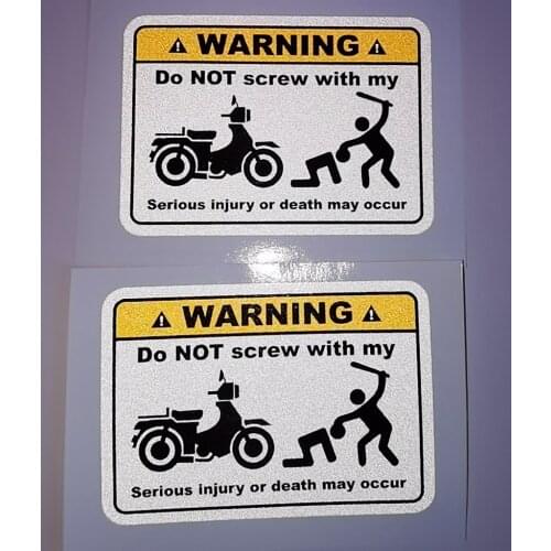 2PCS Fun Warning Mark Do Not Touch My Motorbike Motorcycle Stickers Decals 8cmx5.6cm