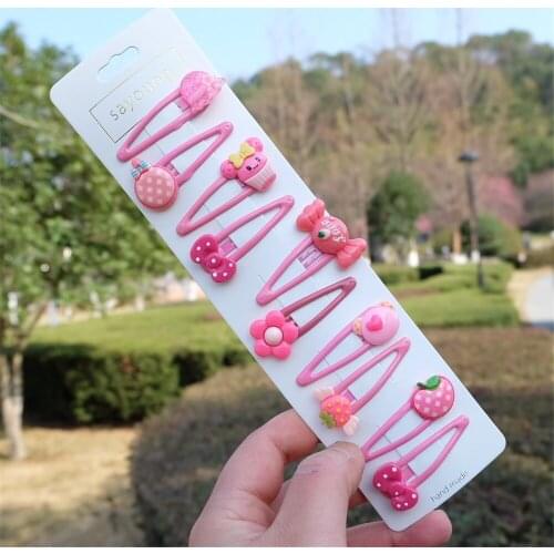 10Pcs/Set Girls Cute Cartoon Animals Fruit 5 cm Hairpins Children Lovely Hair Clips Barrettes Headband Kids Hair Accessories