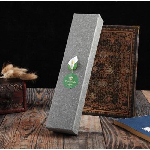 10Pcs/Lot Whosale Retro Grey Kraft Paper Favour Gift Box 24*5.5*3.5cm Necklace Box Vintage Design Bulk Jewelry Box