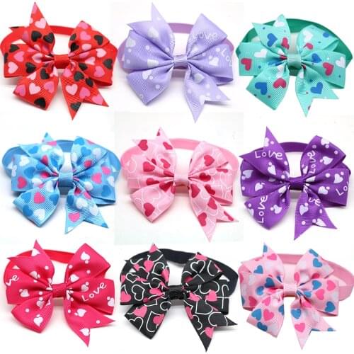 30 Pcs New Valentines Day Pet Dog Grooming Product Love Heart Design Cat Puppy Dog Bow Ties Necktie Dog Accessories Dog Bowties