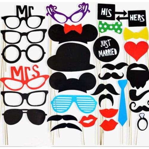 31pcs Fun Wedding Decoration Photo Booth Props DIY Mr Mrs Photobooth Props Photo Accessories Wedding Event Party Supplies