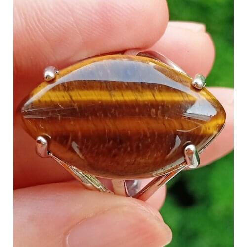 5pcs Tiger eye stone Chakra Finger Ring Reiki Healing Beads Adjustable Amulet Wholesale