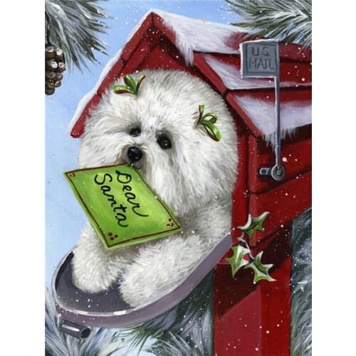 Diamond Painting Dog Mailbox Diamond Embroidery Animal Cross Stitch Mosaic Picture of Rhinestone Christmas Decorations