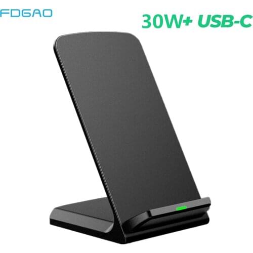 FDGAO 30W Wireless Fast Charging Stand Holder Qi Induction Charger for Samsung S21 S20 S10 Note 20 10 For iPhone 12 11 X XS XR 8
