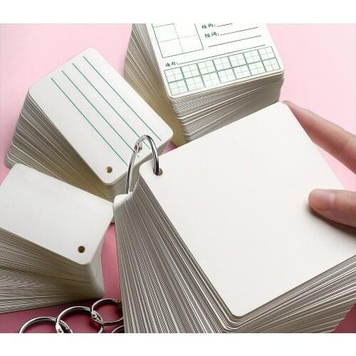 Memo Pad Cardboard English Self-made Literacy Handwriting Custom Word Card Small Punch Pupils White Ring Buckle Type