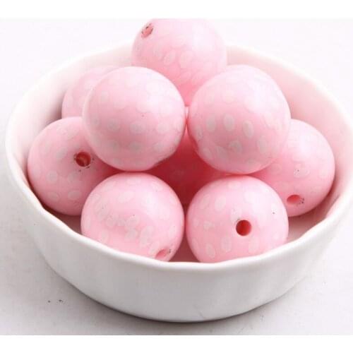 Large 20mm 12mm Fashion acrylic Solid Print White Dot Acrylic Round Bubblegum Loose Beads For Kids Jewelry Making